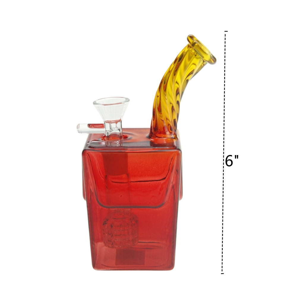 6 Inch Tall Two Colors Square Glass Bottle Showerhead Perc Water Pipe 14mm Female Joint-Random Color Comes