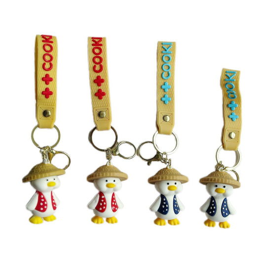 Straw Hat Duck Keychain Cute Pendant