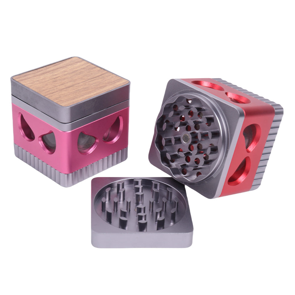 Square Shape Herb Grinder with Zorro Eyes Window