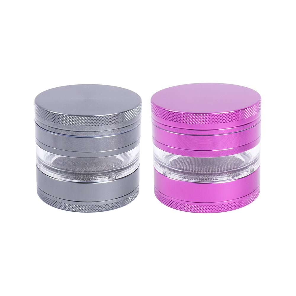 4 Layers Herb Grinder with Window Curved Dot Cover
