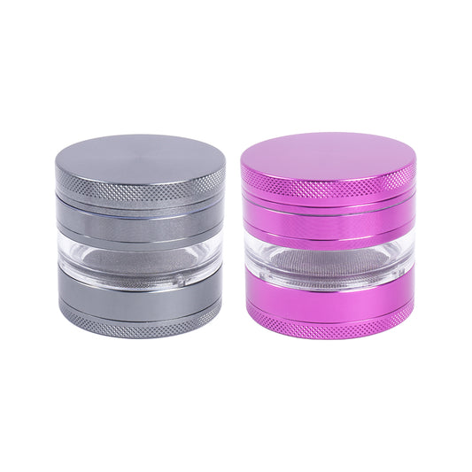 4 Layers Herb Grinder with Window Curved Dot Cover