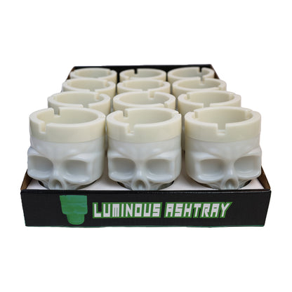Glow in the Dark Plastic Skull Ash Tray-12 PCS in Display Box
