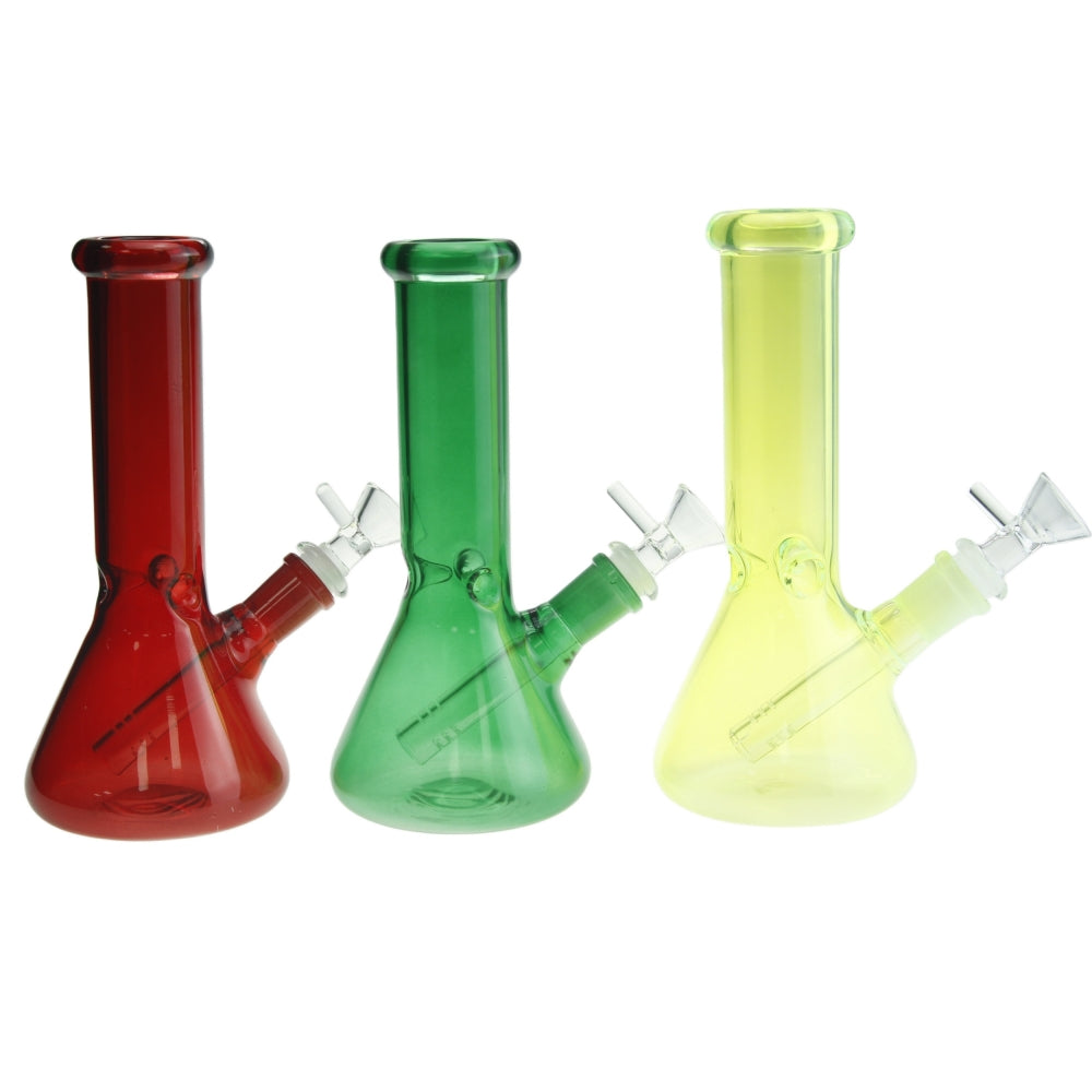 1pcs 8” Colored Glass on Glass Beaker Bong Water Pipe