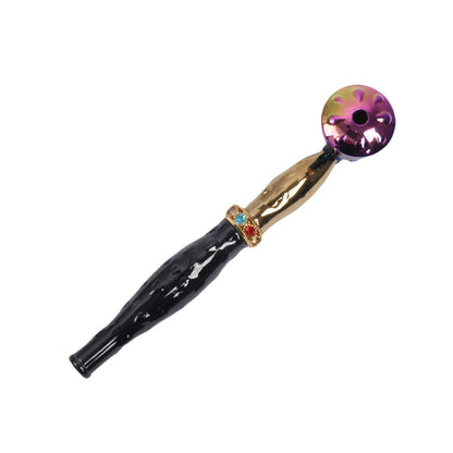 Multi Colors Metal Hand Pipe with Diamond Ring-10pcs/Gift Box