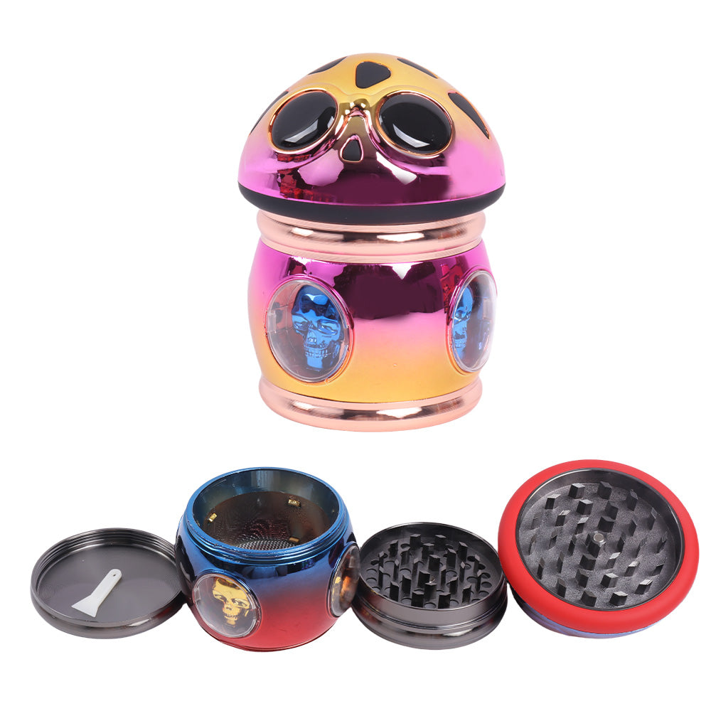 Skull Head Alien Mushroom Shape Metal Herb Grinder