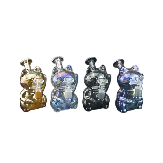 1pc 5" lucky cat glass water pipe