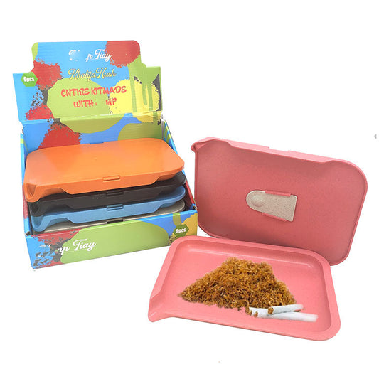 Biodegaradable Plastic Rolling Tray with Lid-6 PCS in Display Box