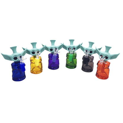 6.3 Inch Silicone Cartoon Head Small Glass Water Pipe
