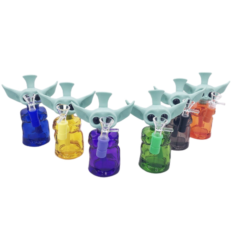 6.3 Inch Silicone Cartoon Head Small Glass Water Pipe