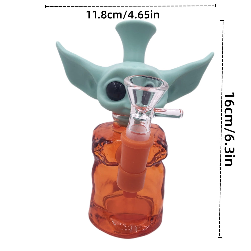 6.3 Inch Silicone Cartoon Head Small Glass Water Pipe