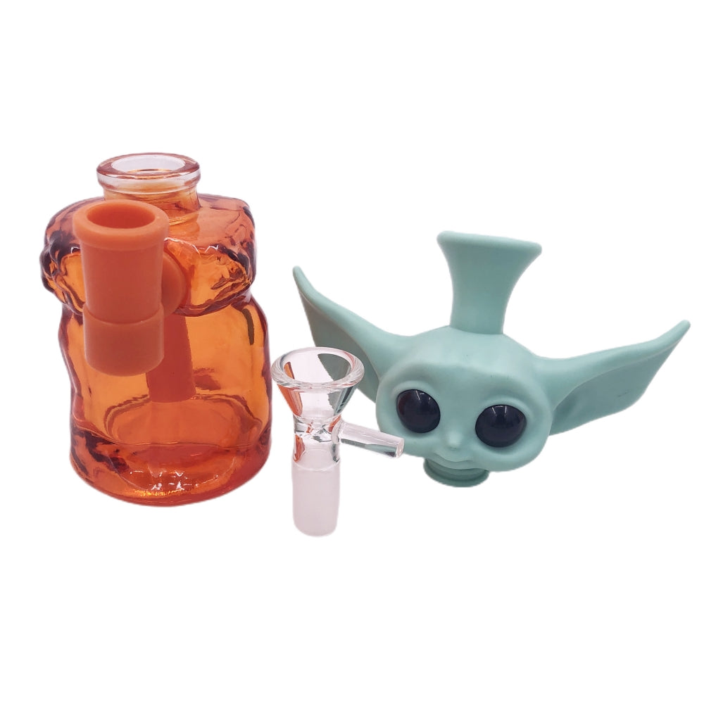 6.3 Inch Silicone Cartoon Head Small Glass Water Pipe