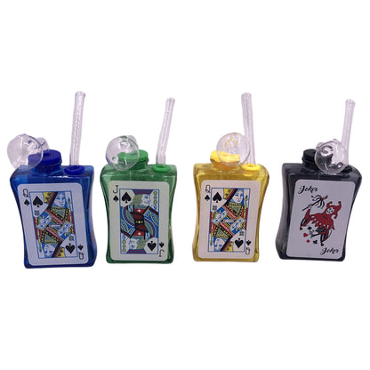 3.94" Playing Poker Cards Print Glass Oil Burner Bubblers