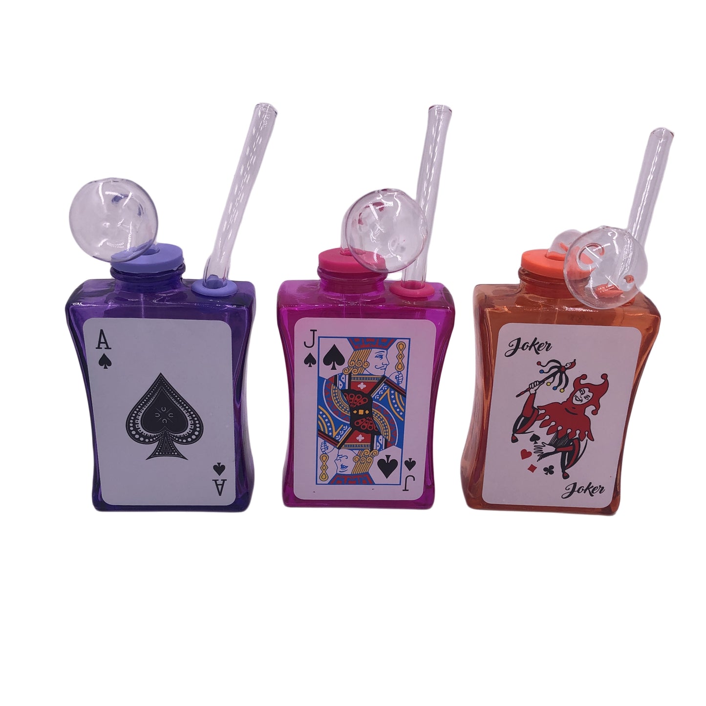 3.94" Playing Poker Cards Print Glass Oil Burner Bubblers