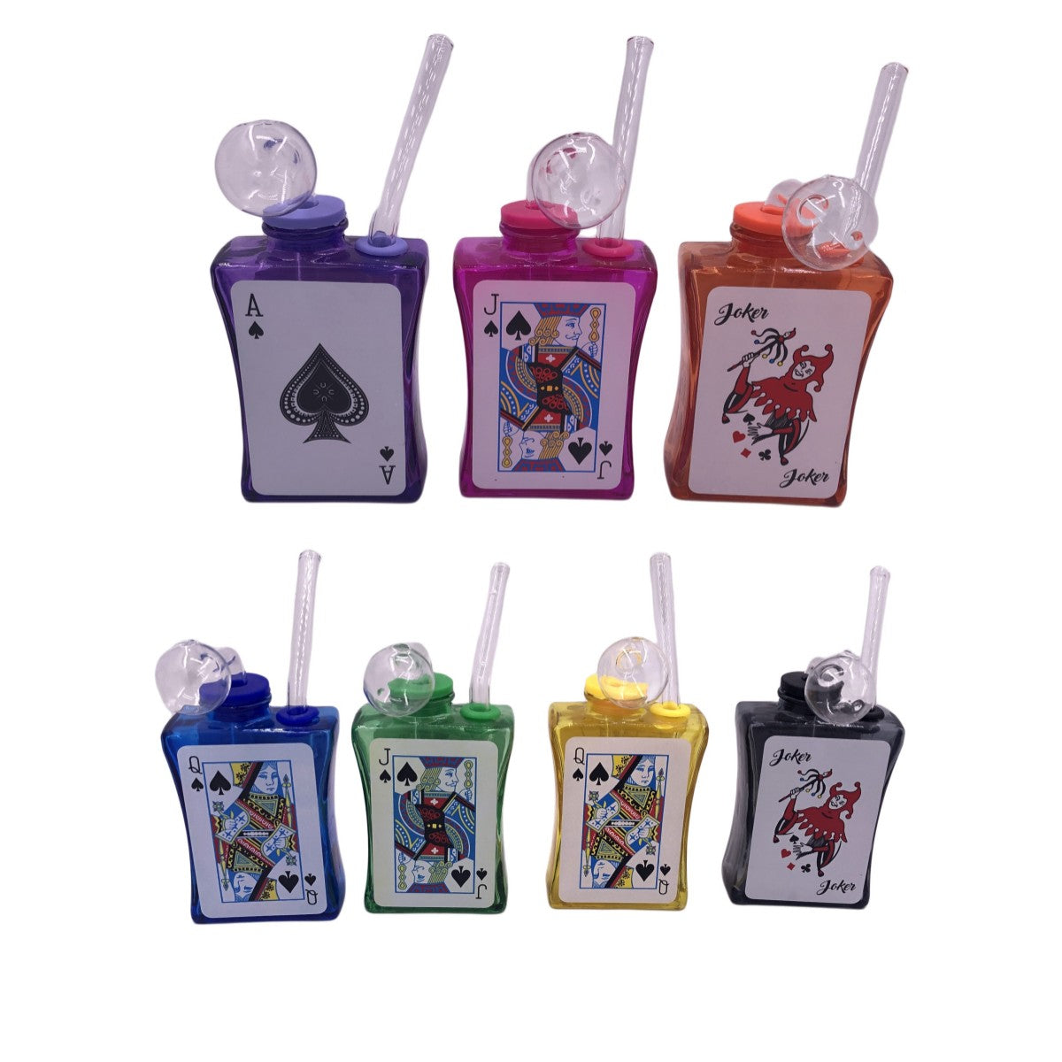 3.94" Playing Poker Cards Print Glass Oil Burner Bubblers