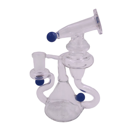 6 Inch Tall Clear Recycler Dab Rig with Colored Beads