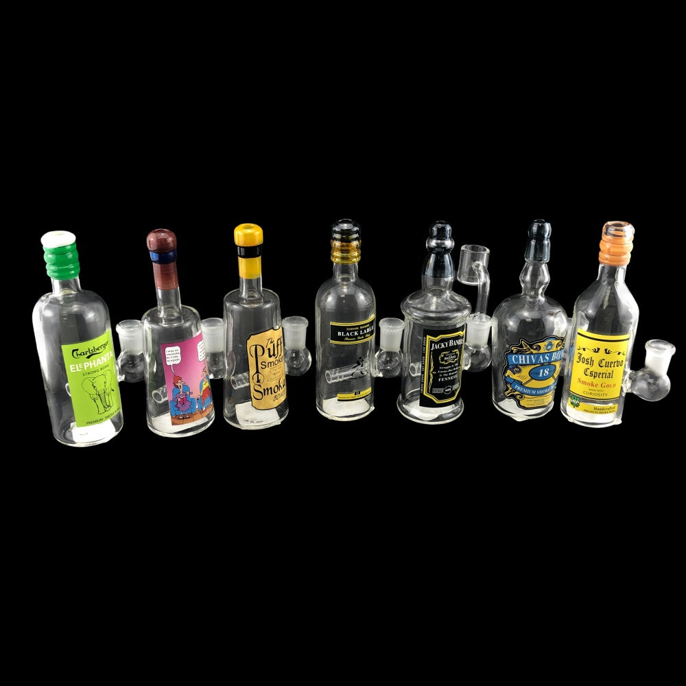 6 Inch Tall Liquor Bottle Glass Dab Rig