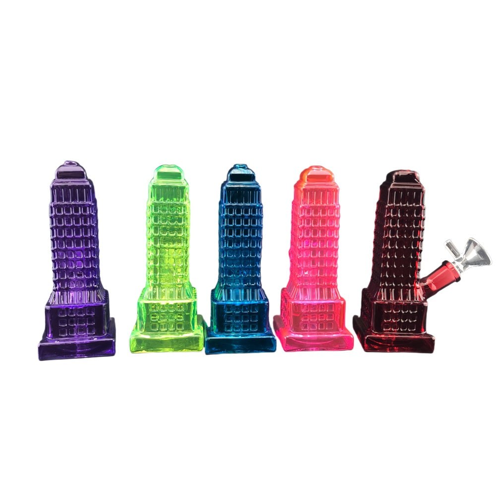 6" Colored Empire State Building Glass Bong Water Pipe