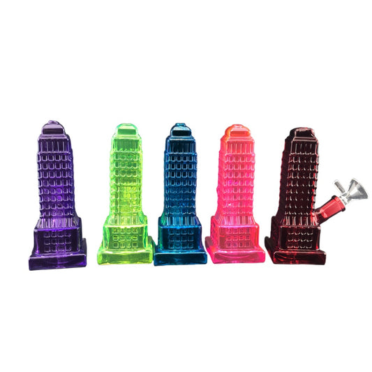 6" Colored Empire State Building Glass Bong Water Pipe