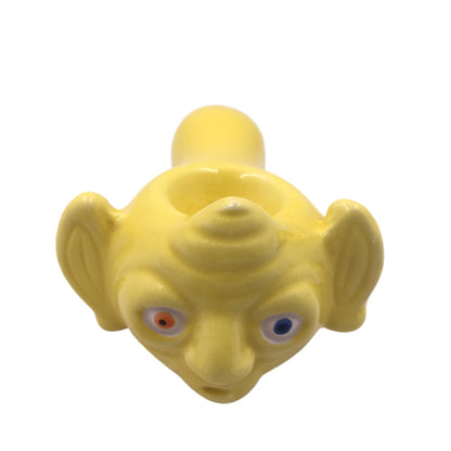4.75" Ceramic Yoda Hand Pipe Yellow Color