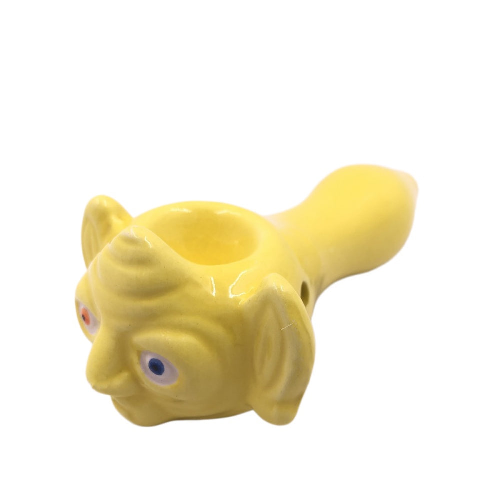 4.75" Ceramic Yoda Hand Pipe Yellow Color