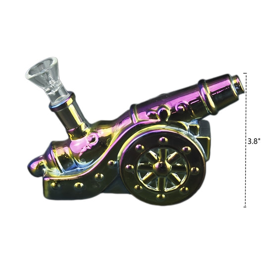 3.8" High Italian Cannon Electroplated Glass Water Pipe