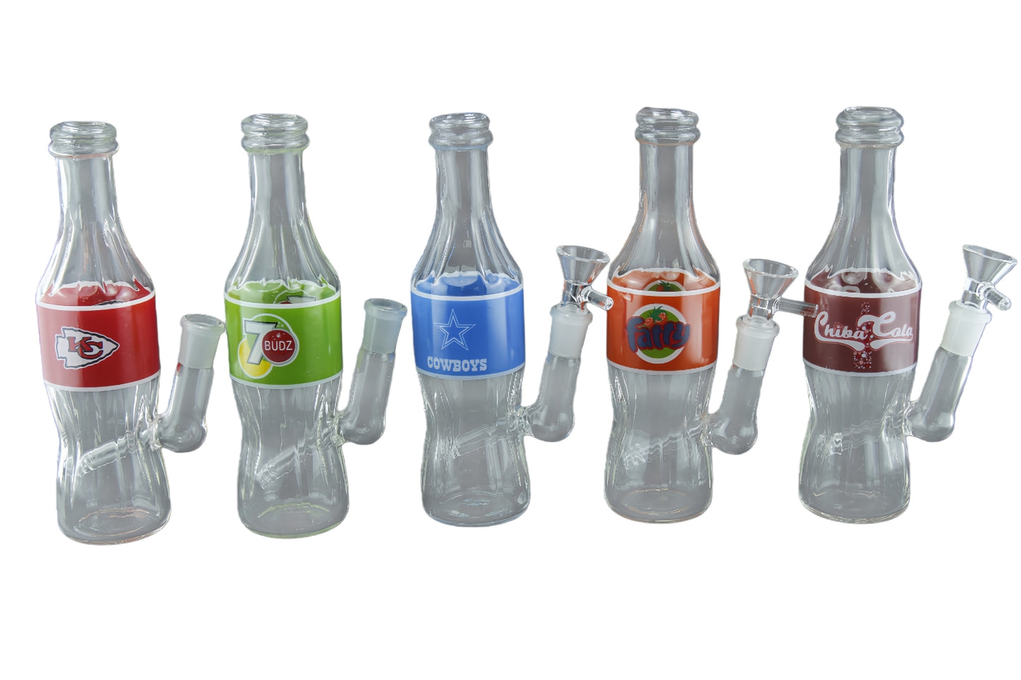 8" Clear Bottle with Stickers Glass Water Pipe-Random Patterns Comes