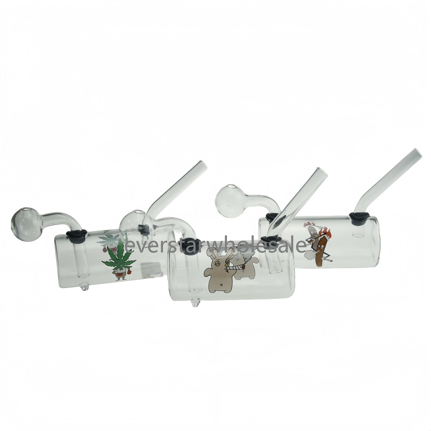 4.3 Inch Length Straight Tube Glass Water Pipes with Detachable Accessories-Random Color