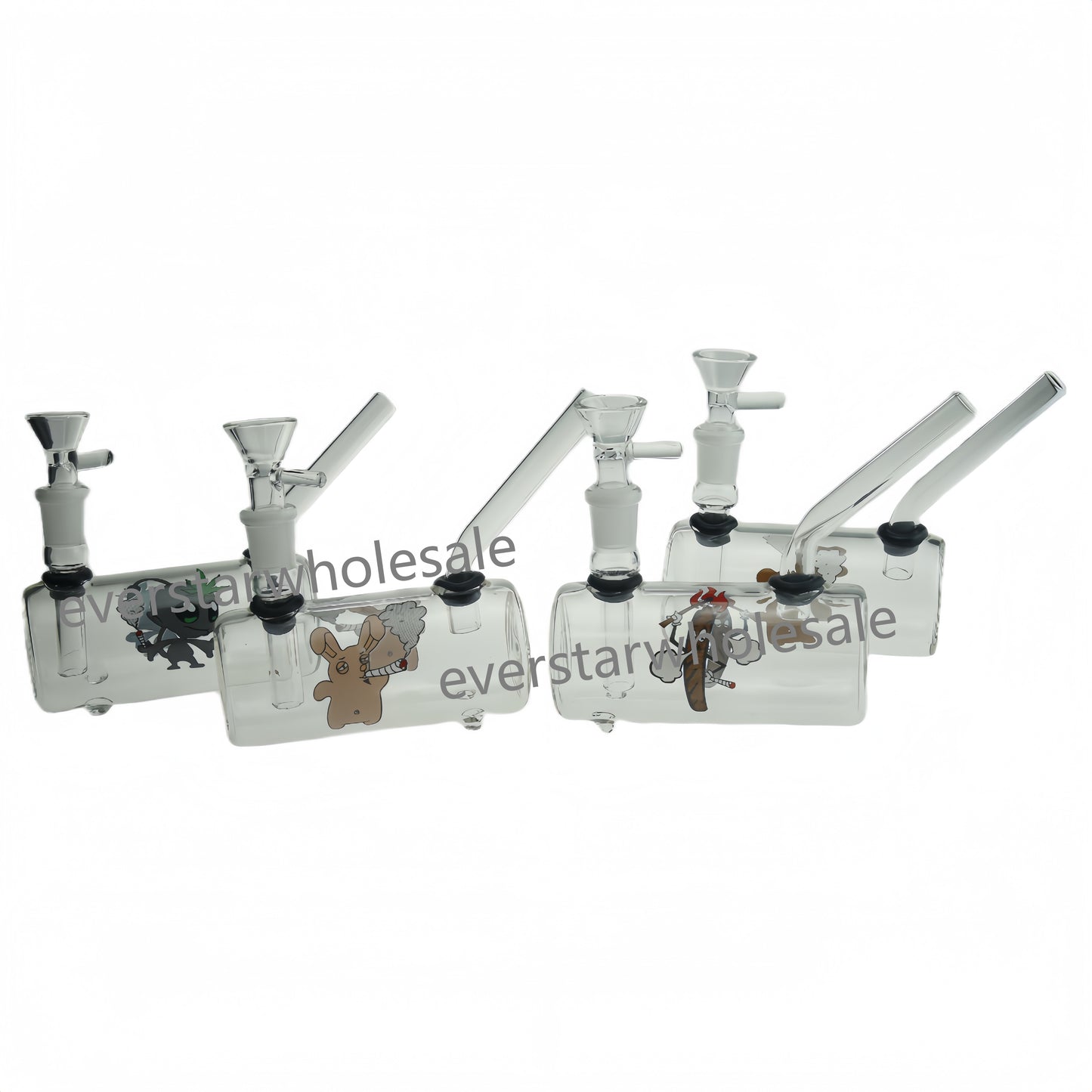 4.3 Inch Length Straight Tube Glass Water Pipes with Detachable Accessories-Random Color