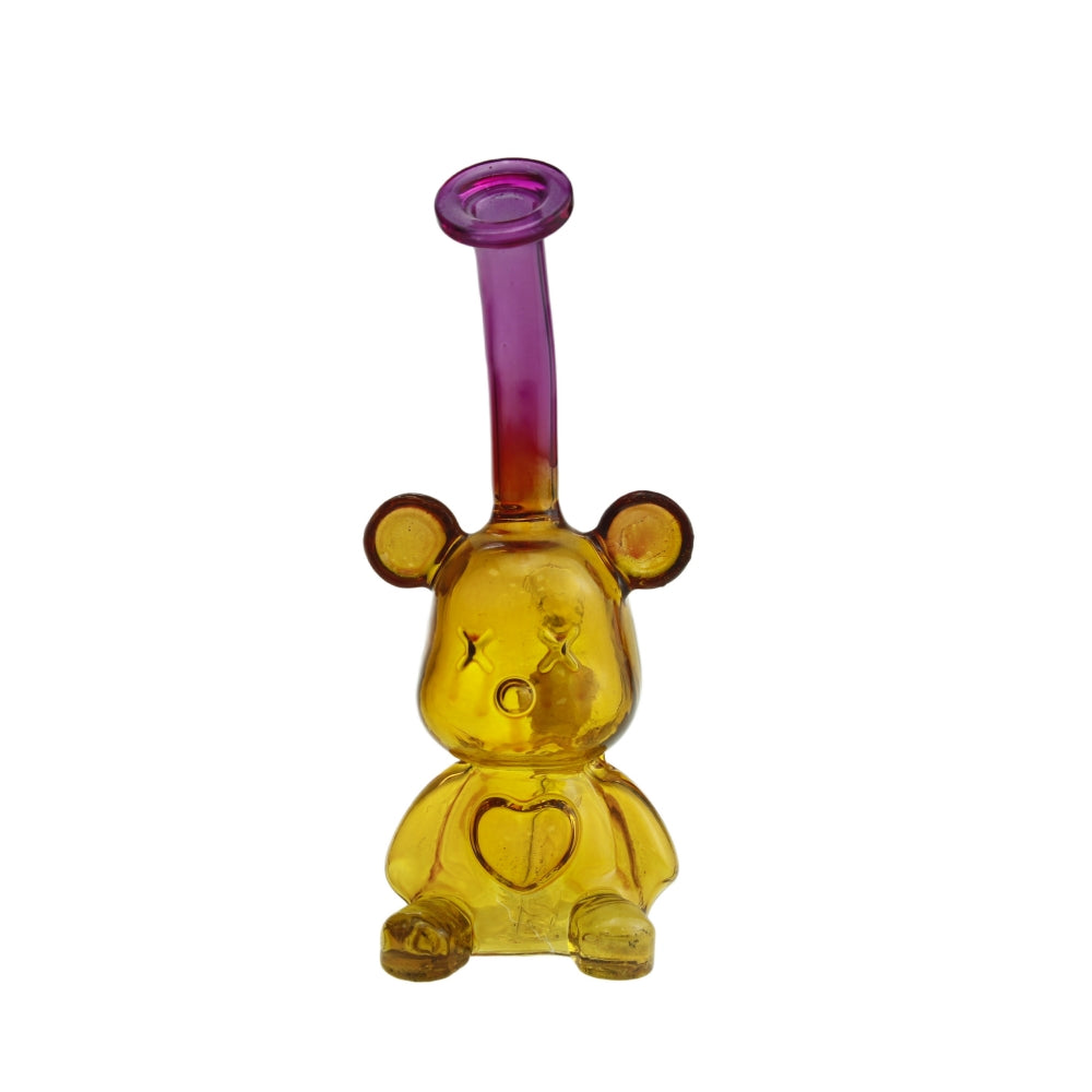 7.25 Inch Tall Double Gradient Colors Bear Glass Water Pipe-Random Color Comes
