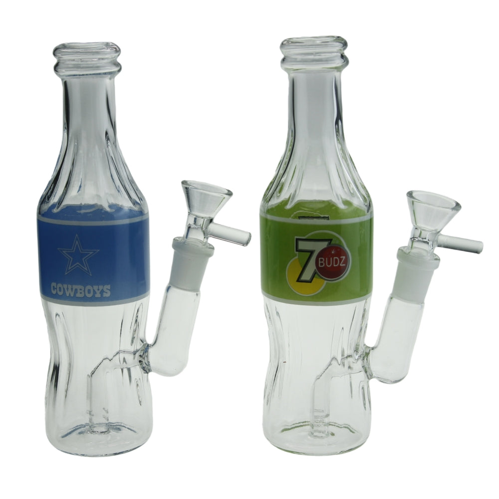 8" Clear Bottle with Stickers Glass Water Pipe-Random Patterns Comes