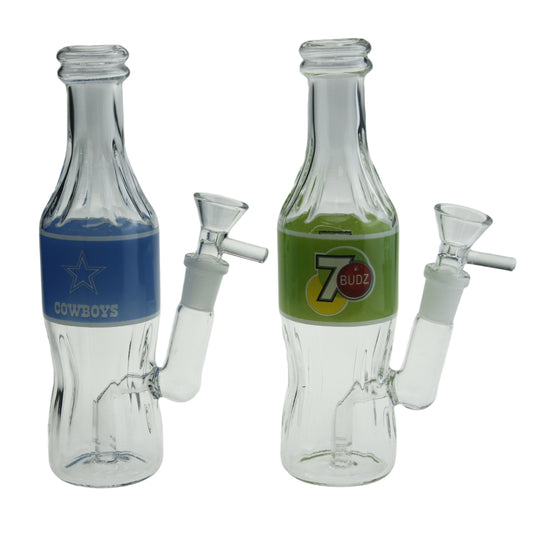 8" Clear Bottle with Stickers Glass Water Pipe-Random Patterns Comes