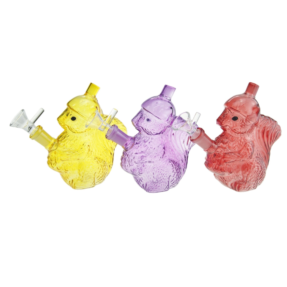 5 Inch Tall Colored Squirrel Glass Water Pipe-Random Color Comes