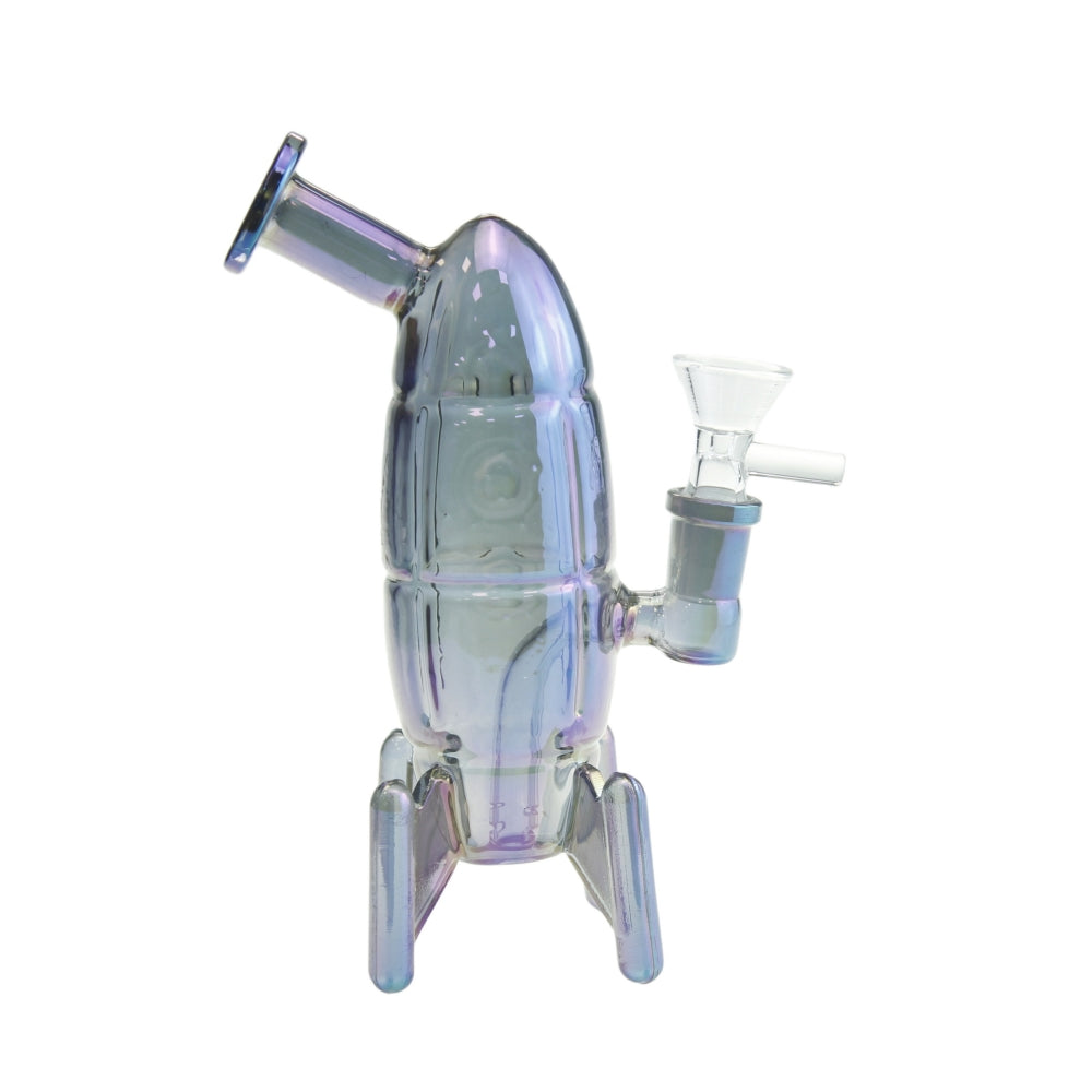 7" Electroplating Rocket Glass Water Pipe-Random Color Comes