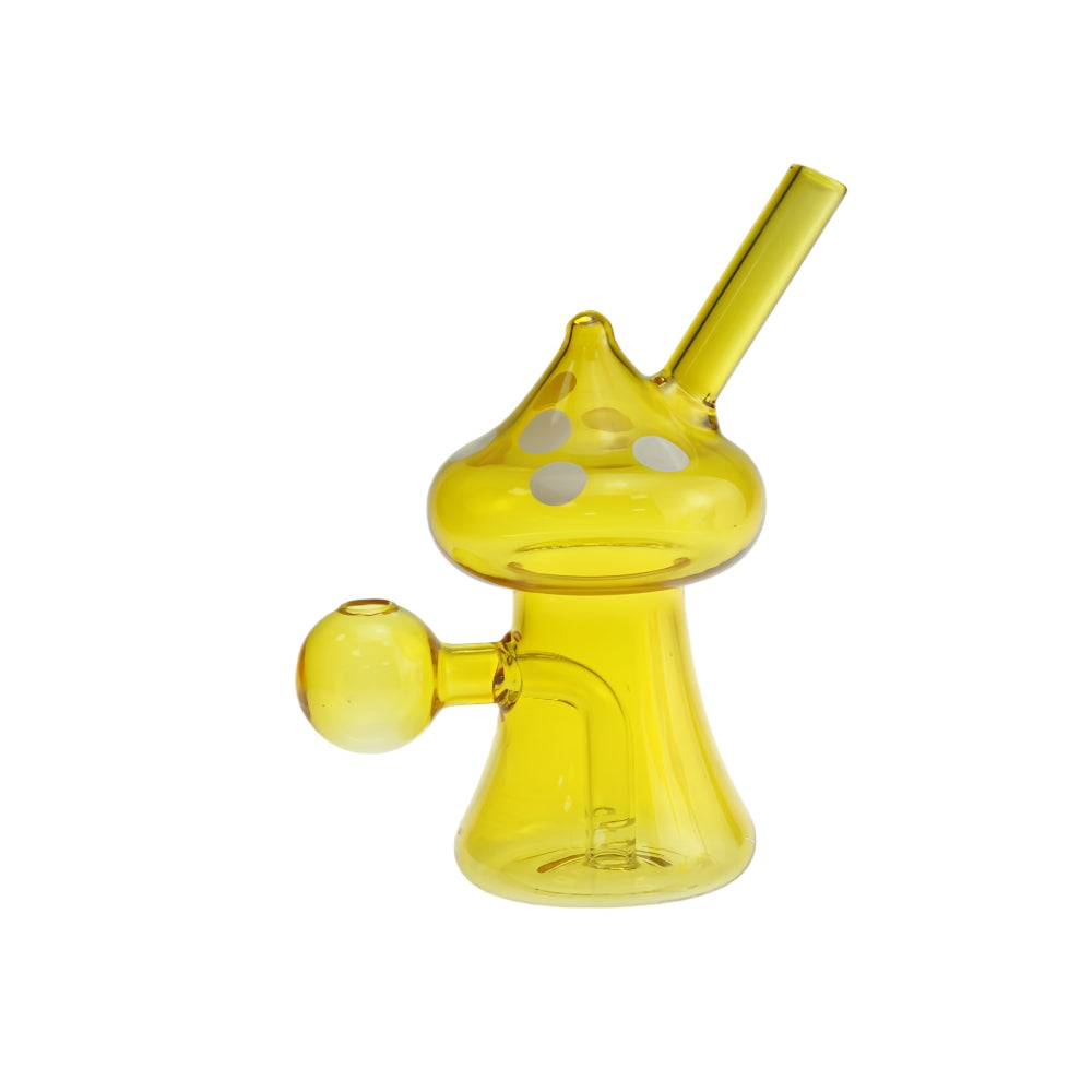 5 Inch Tall Colored Mushroom Glass Bubbler-Random Color Comes