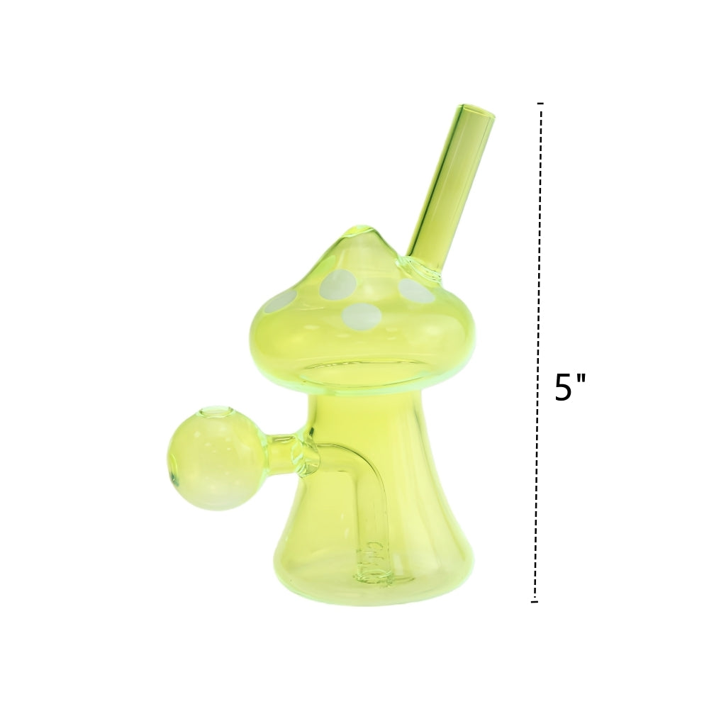 5 Inch Tall Colored Mushroom Glass Bubbler-Random Color Comes