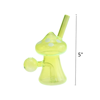 5 Inch Tall Colored Mushroom Glass Bubbler-Random Color Comes
