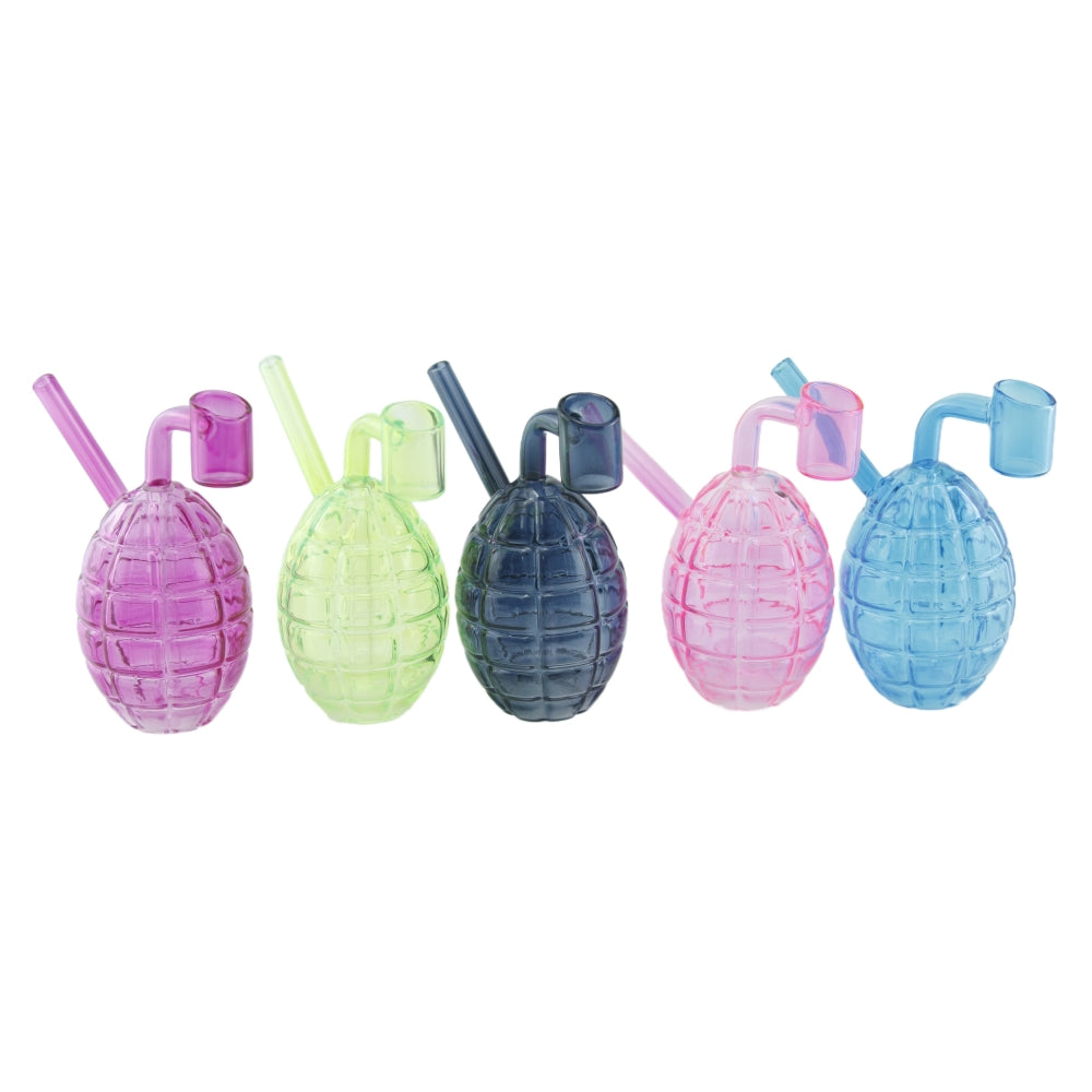 4.5" Colored Hand Grenade Glass Mini Dab Rig