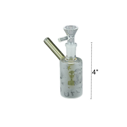 1pc 4" Sandblast Cylinder Mini Glass Water Pipe