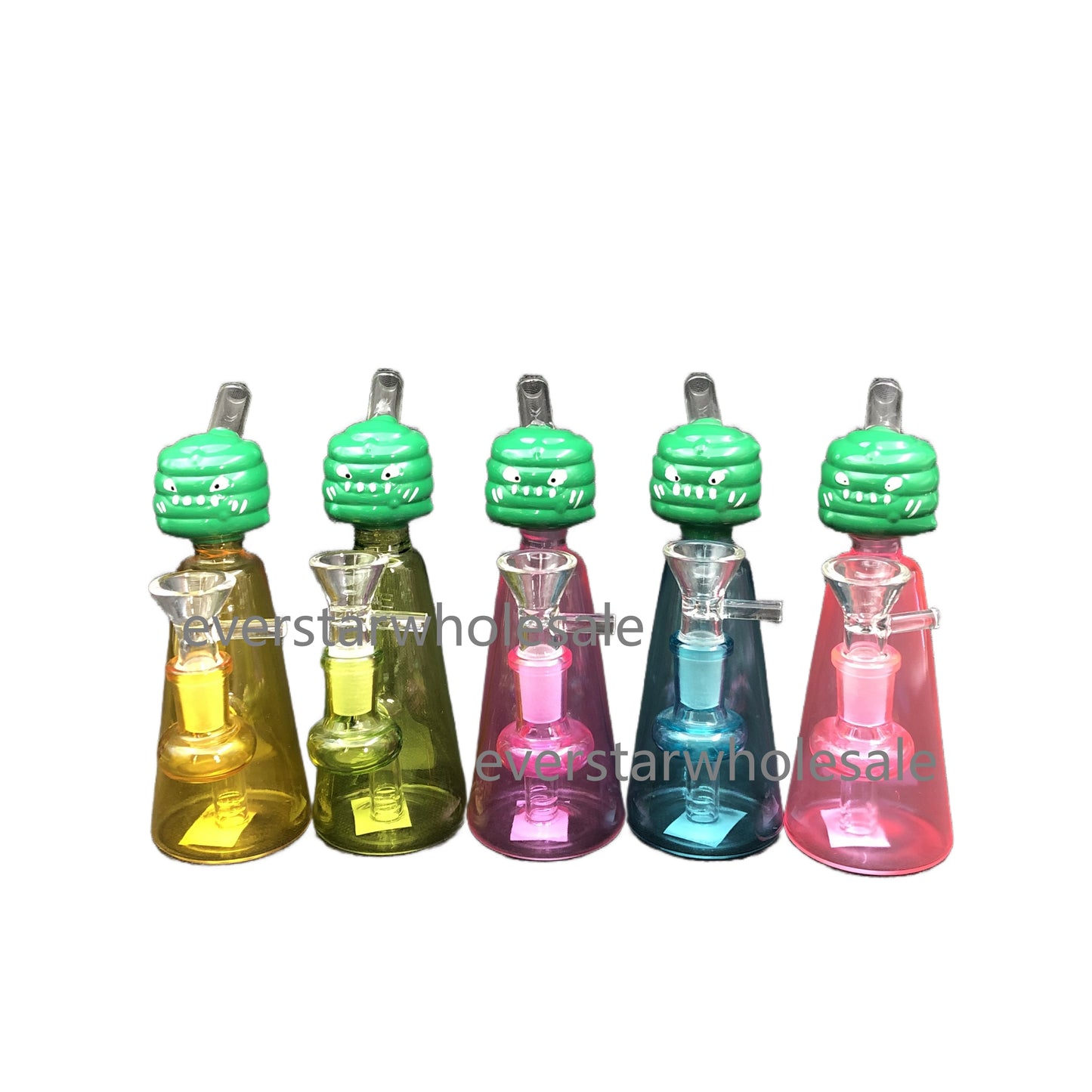 6.5 Inch Character Head Colorful Glass Water Pipes-Random Color