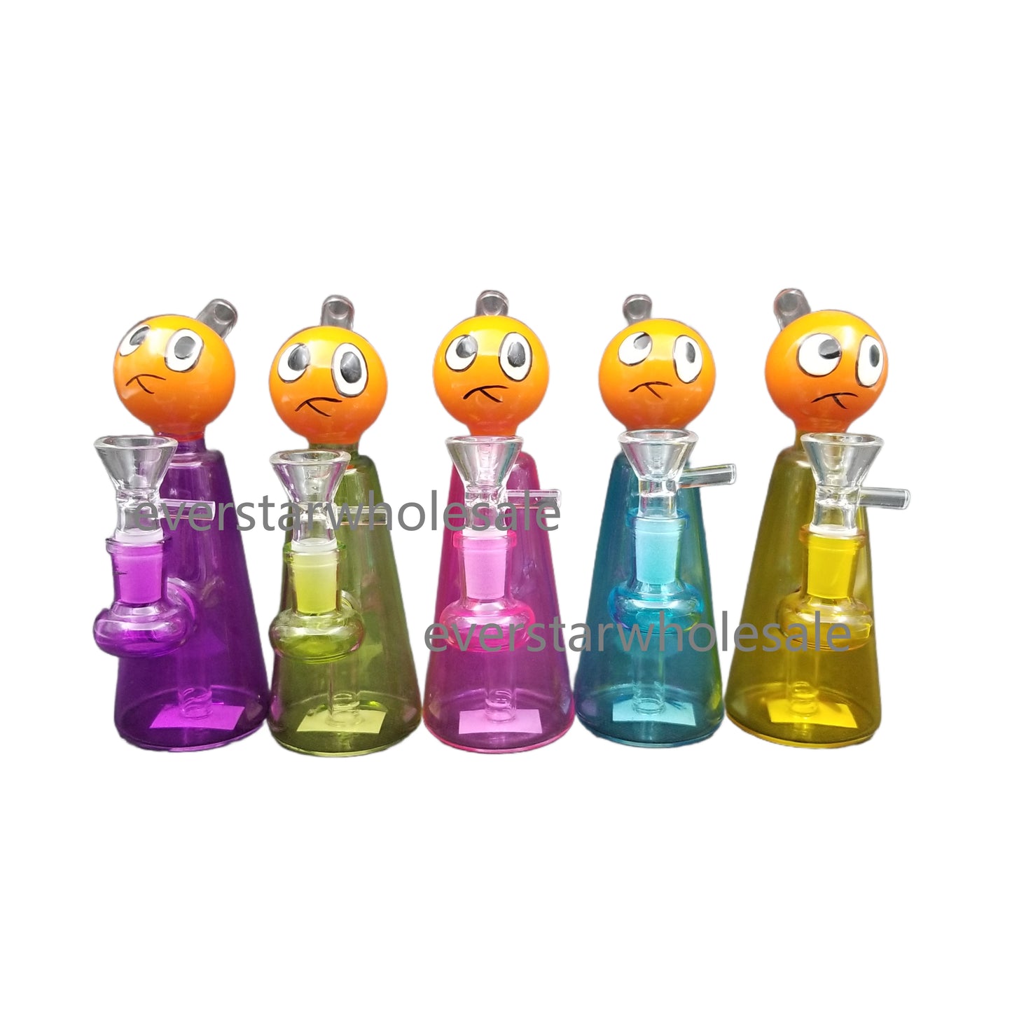 6.5 Inch Character Head Colorful Glass Water Pipes-Random Color