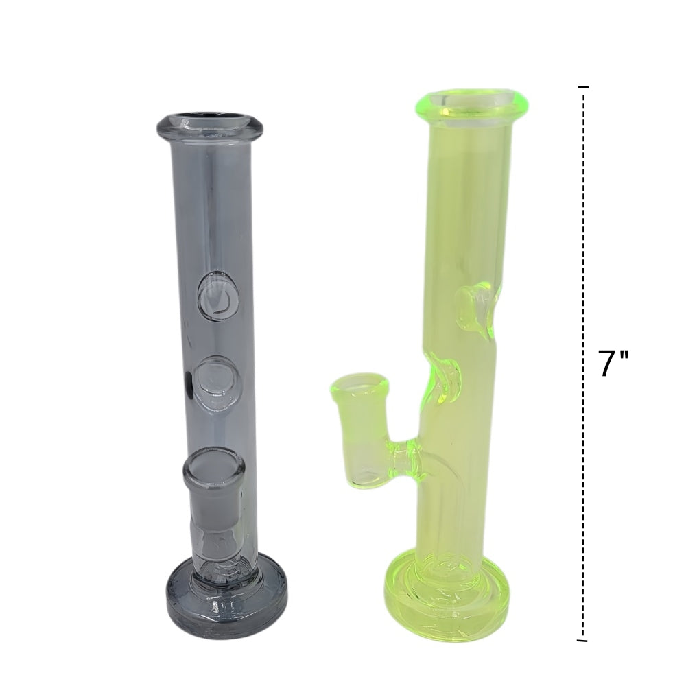 7 Inch Colored Straight Bong Thin Tube Glass Water Pipe with Ice Catcher
