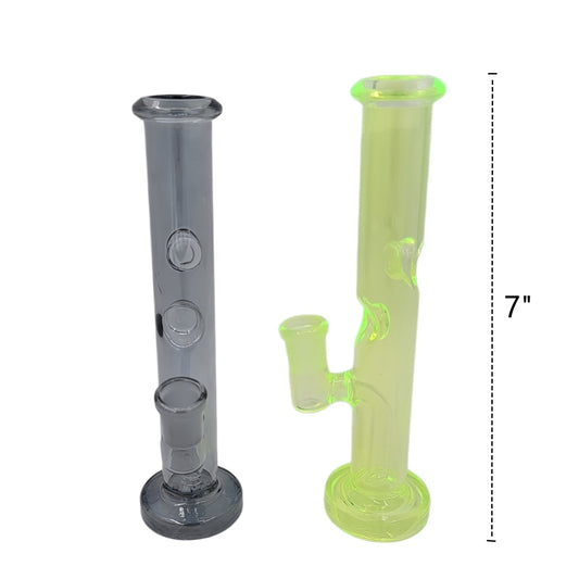 7 Inch Colored Straight Bong Thin Tube Glass Water Pipe with Ice Catcher