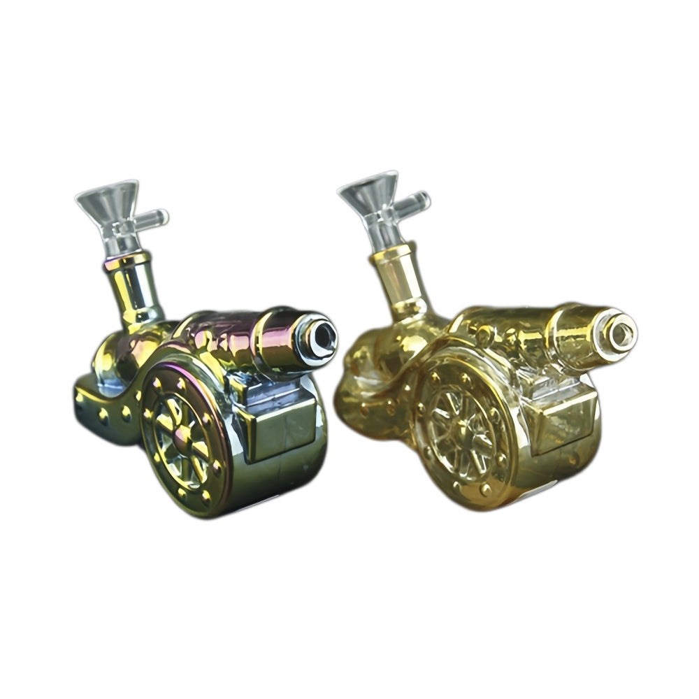 3.8" High Italian Cannon Electroplated Glass Water Pipe