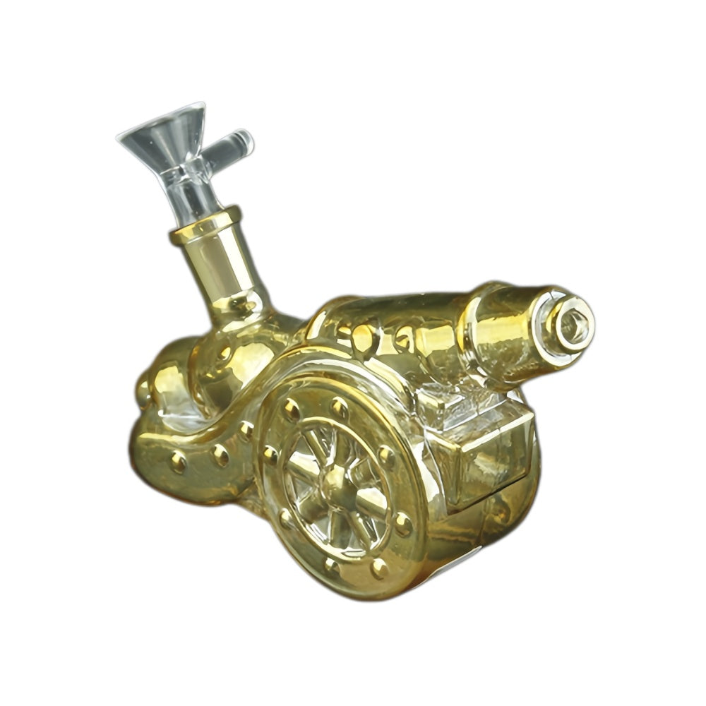 3.8" High Italian Cannon Electroplated Glass Water Pipe