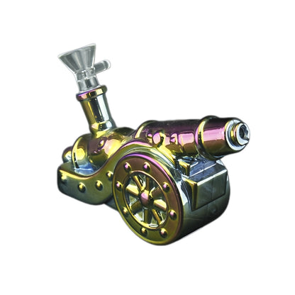 3.8" High Italian Cannon Electroplated Glass Water Pipe