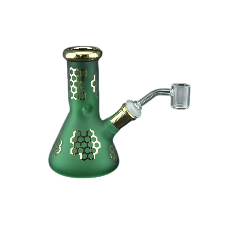1pc Electroplated Glass Beaker Bong Water Pipe with Curved Patterns 6"