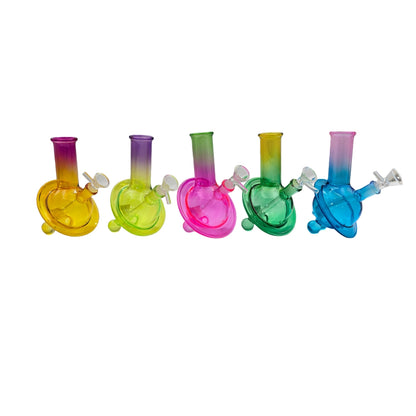 6.5 Inch Tall Double Gradient Color Globe Glass Water Pipe-Random Color Comes