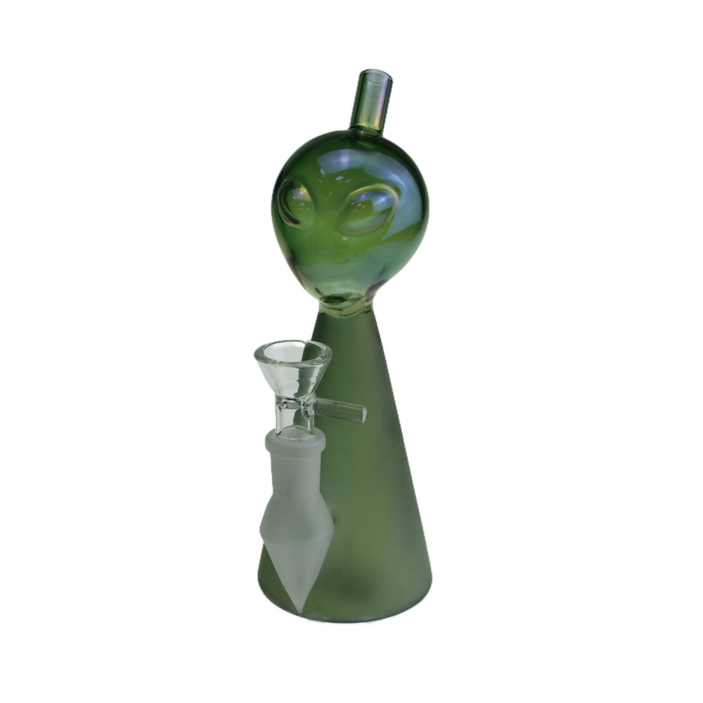 7.3 Inch Electroplating Sandblast Alien Head Beaker Base Glass Water Pipe-Random Color Comes