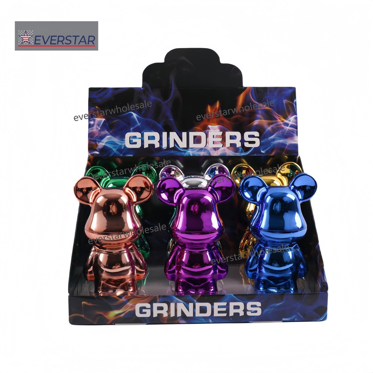 Electroplated Bear Grinder Multi Colors-6pcs/Display Box