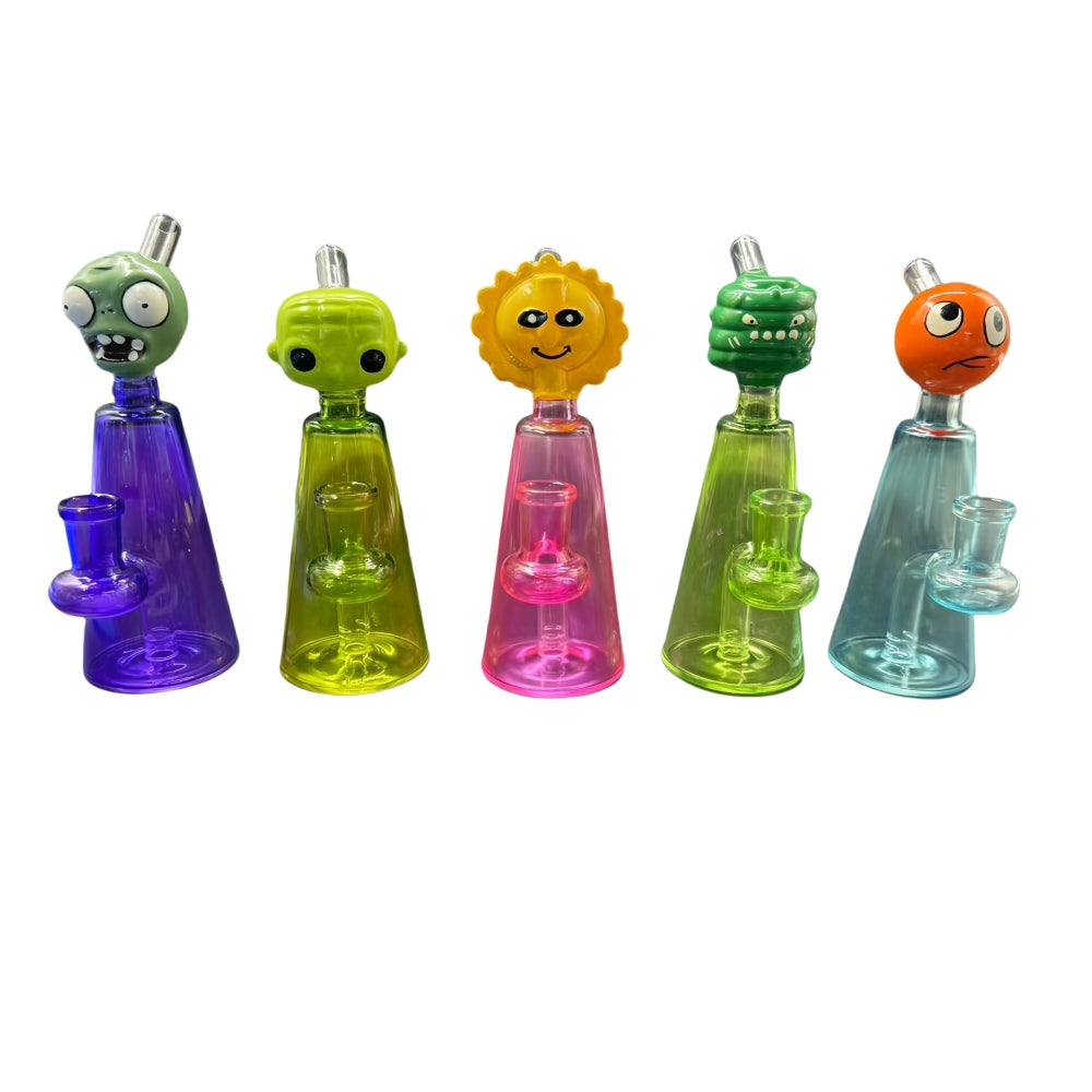 6.5 Inch Tall Colored Character Head Glass Water Pipe